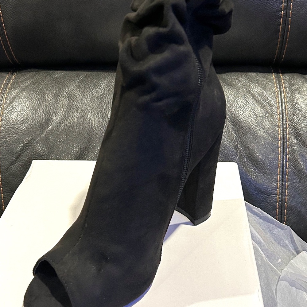 NIB Black Peep Toe Black Venus Bootie Boot